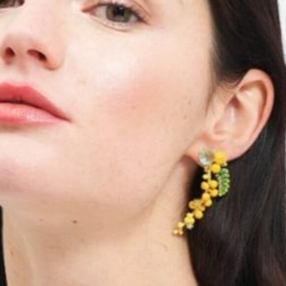 LES NEREIDES Anthropologie Hand Enamelled Provence Yellow EARRINGS - Picture 6 of 7